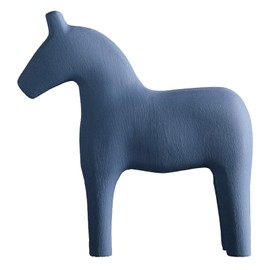 Wooden Horse Figurine Sturdy Pinewood Hand Painted Simple Pure Color Horse Statue for Family Office Tabletop Blue S