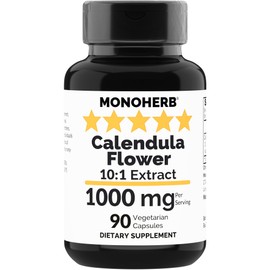 MONOHERB Calendula Flower Extract 1000 mg - 90 Vegetarian Capsules