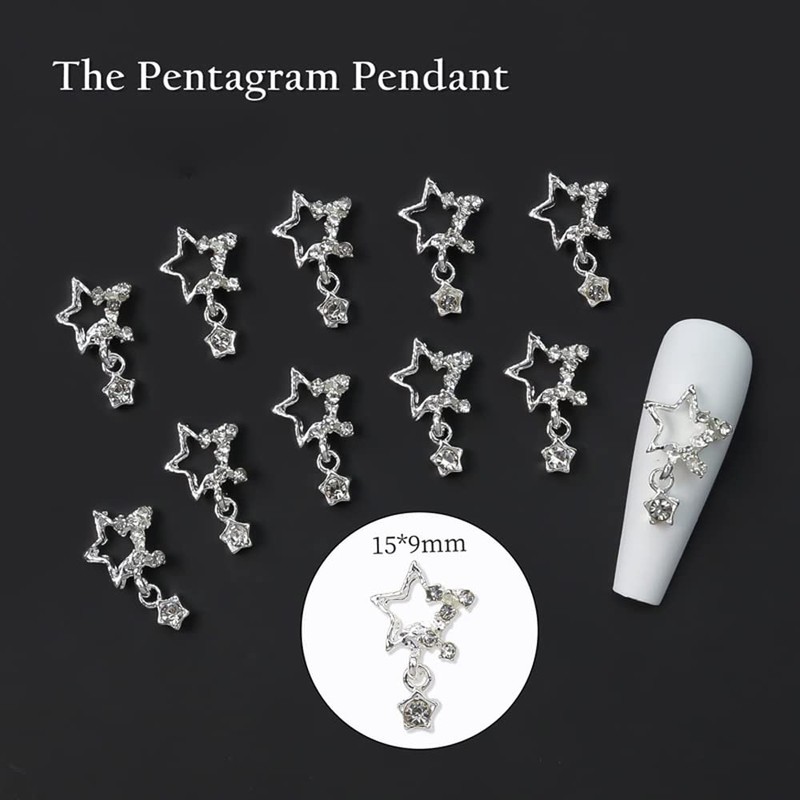 KACHIMOO Star Nail Charms,20 Pieces Dangling Star Nail Charms 3D