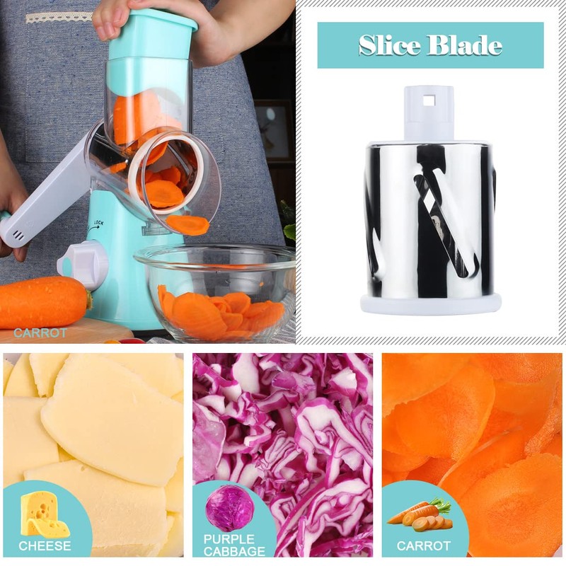 Ourokhome Rotary Cheese Grater Hand Crank, Kitchen Shredder Speed Mandolin