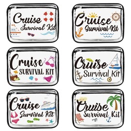 Dripykiaa - Kit de supervivencia de crucero de PVC, impermeable, bolsa de maquillaje, portátil, accesorios de crucero, con bolsa de cierre, para viajes, crucero, regalos para niñas y mujeres,