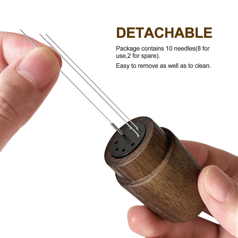 Wdt Tool, Walnut Wood Coffee Distributor with Stand, 0.4mm Thick
