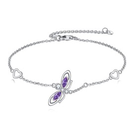 VONALA Dragonfly Crystal Bracelet for Women 925 Sterling Silver Dragonfly Jewellery Bracelet Gifts for Her