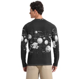Kjovgcb Men's Rash Guard Shirts, Sun Protect Long Sleeve UPF 50+ Sunscreen Quick Dry Crew-neck Swimsuit Top Bathing Suit Tee S Print Solar System Nebulas Black White