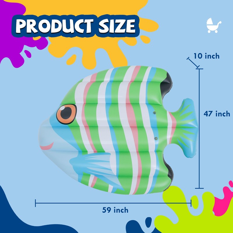 DIMAR GARDEN Inflatable Pool Fish Float, Adult Pool Raft Floaties