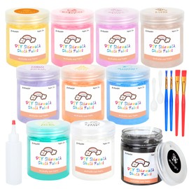 ZHBWOW Washable Chalk Paint Kit - 10 Colors Non-Toxic Powder​​ ​​Kids Safe Art Supplies | Dustless Spray and Paintbrush for Sidewalk/Chalkboard | Quick Clean with Water (DIY Chalk Paint, 10)