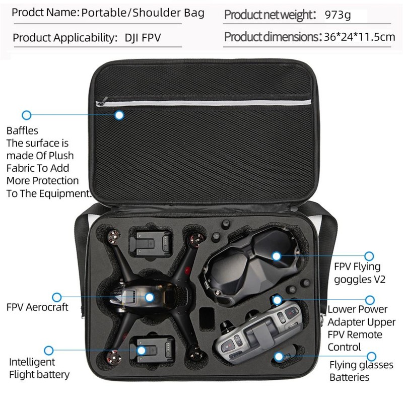 Drone Accessories Flying Glasses Carrying Bag Compatible for DJI FPV