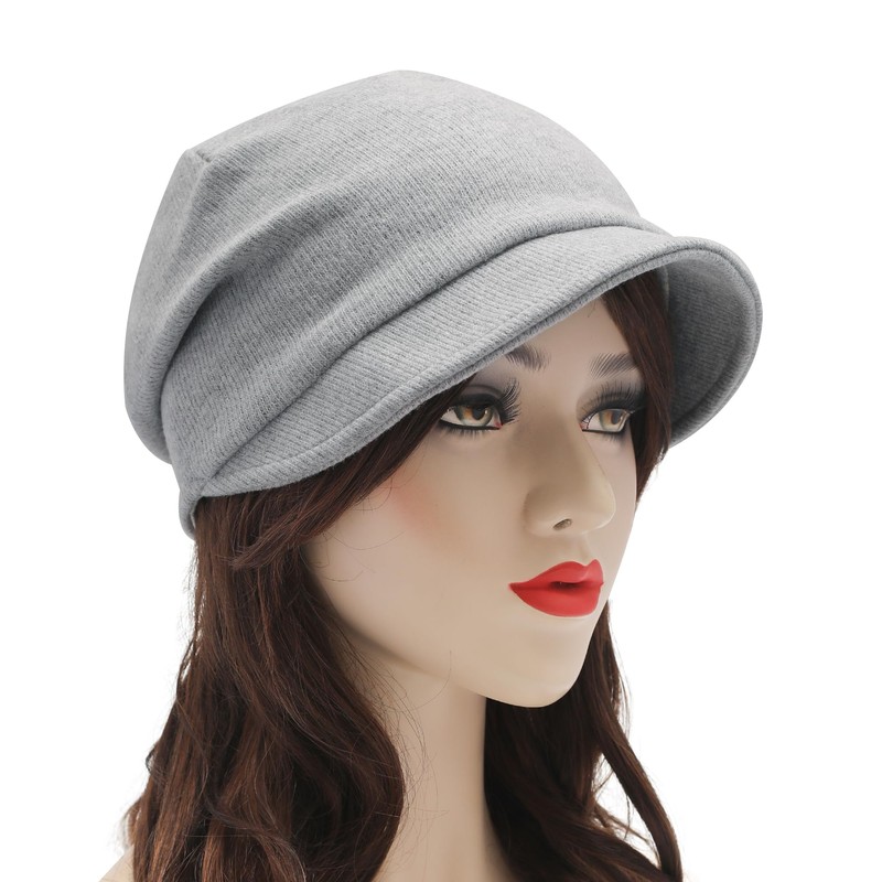 ZLYC Women Slouchy Beanie with Short Visor Brim Double Layer