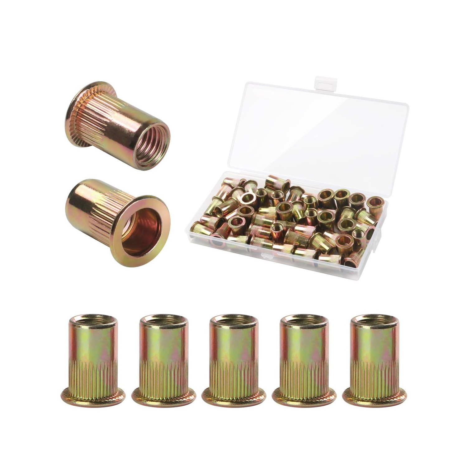 FOMGIIN Pack of 50 Rivet Nuts M8, Carbon Steel Galvanised Rivet Nut ...