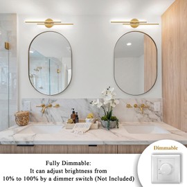 EDISLIVE Dimmable Modern LED Vanity Light Fixtures Bathroom Vanity Wall Lighting, 23.6 in Mirror Vanity Lighting Fixtures for Bathroom Bedroom Makeup Living Room,3000K Warm Light(Gold)