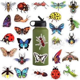 BAIYINGMOER 50 Pcs Bug Stickers for Water Bottles, Waterproof Vinyl Realistic Bug Stickers for Scrapbook Luggage Laptops, Decorative Decals for for Kids Boys Teens