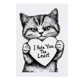 'I Hate You The Least Cat Holding Card' Temporary Tattoo - Water Resistant, Skin-Safe, Non-Toxic Transfer (TO00076767)