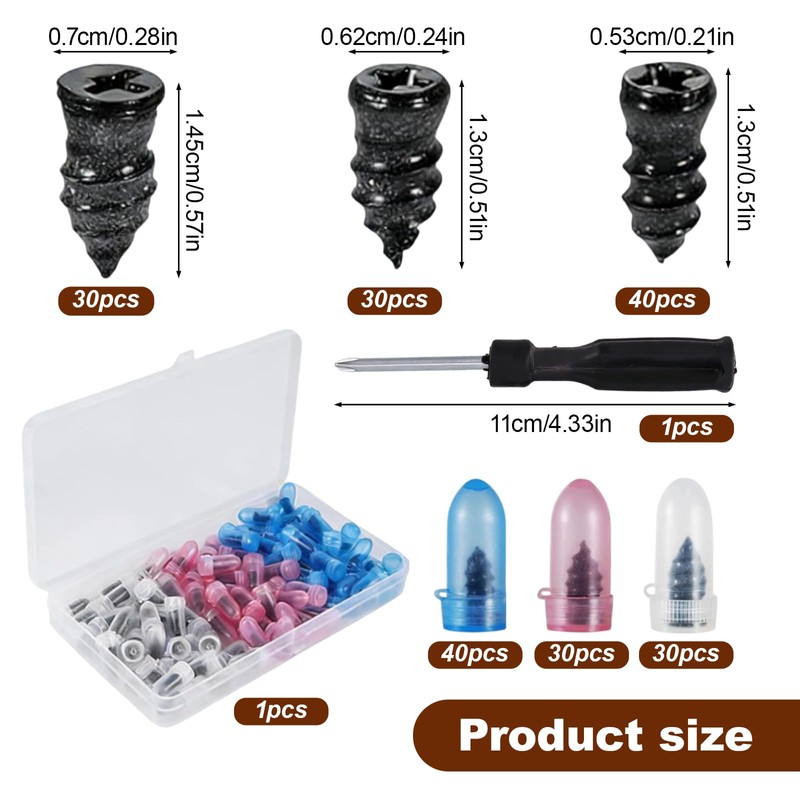 WZHHDM 101PCS Tyre Repair Screws, 3 Sizes Car Tyre Puncture