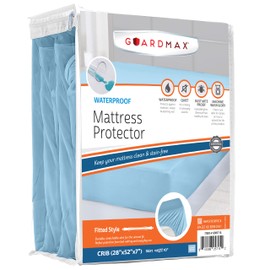 Guardmax Premium Waterproof Mattress Protector - Crib Size Waterproof Fitted Sheet Protects Against Liquid Spills, Stains, Dirt, and Dust Mites - Soft, Hypoallergenic, and Noiseless Bed Sheet