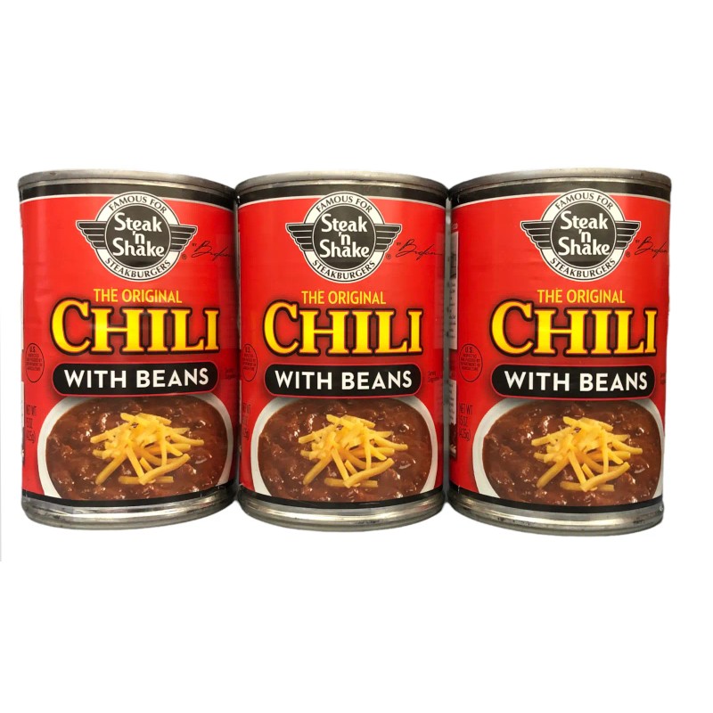 Steak N Shake Chili with Beans 15 oz (3 Cans)