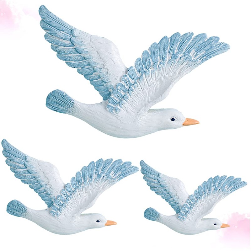 Healifty 3pcs Resin Seagulls Mediterranean Birds Wall Hanging for Home