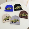 Autumn Winter Baby Warm Beanie Hat, Kids Knit Hat with Excavator Jacquard Design Size/Black 3ea