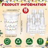 100 Pack 16 oz Christmas Clear Plastic Cups with Lights