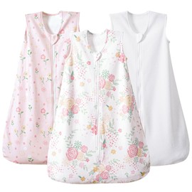 PHF 3 Pack Warm Micro-Fleece Baby Sleep Sack 12-18 Months, Soft Baby Wearable Blanket, 2-Way Zipper Sleeping Bags, Comfy Toddler Sleeping Sack for Girls, Large Size, Rose Floral