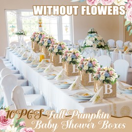 Jetec 10 Piece Baby Shower Centerpiece Boxes Baby Shower Party Decorations Table Display with Letters Gender Reveal Party Favor Block Holder (Burlap Print)