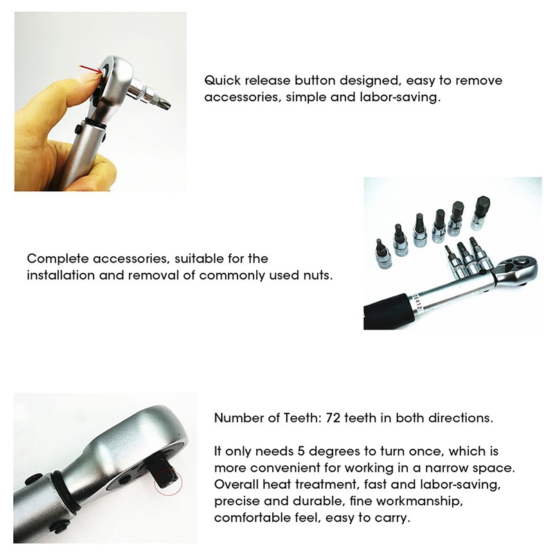 10pcs/set 2-14NM 1/4in Adjustable Torque Wrench High Precision Window Display