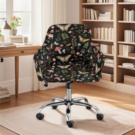 Cugasmaru Mushroom Office Chair Covers Stretchable-Slipcovers for Swivel Club Chairs Curved Back Dining Bar Stool Covers with Arms Reusable Modern Accent Vanity Chair Slipcover Easy to Install