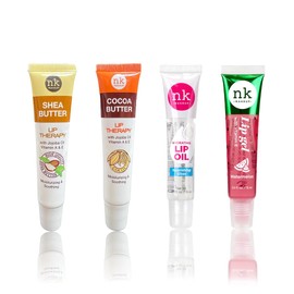NK lip gloss gel 15ml Vitamin E, Shiny, Nourishes, Shea Butter, Coco a Butter, Lip Oil and Watermelon flavoured by Nicka K (Multi Pack Of 4).