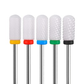 Fantexy Ceramic Nail Drill Bits Set,3/32'' (2.35mm) Professional Cylindrical Ceramic Bits,Cuticle Nail File Bits for Acrylic Nails,Manicure Pedicure Home & Salon Use-Both Left and Right Handed(5 Pcs)
