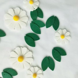 Felt Daisy Flower Garland,Spring Summer Flower Banner Decoration for Daisy Theme Birthday Party or Baby Shower,Wedding Party（White）