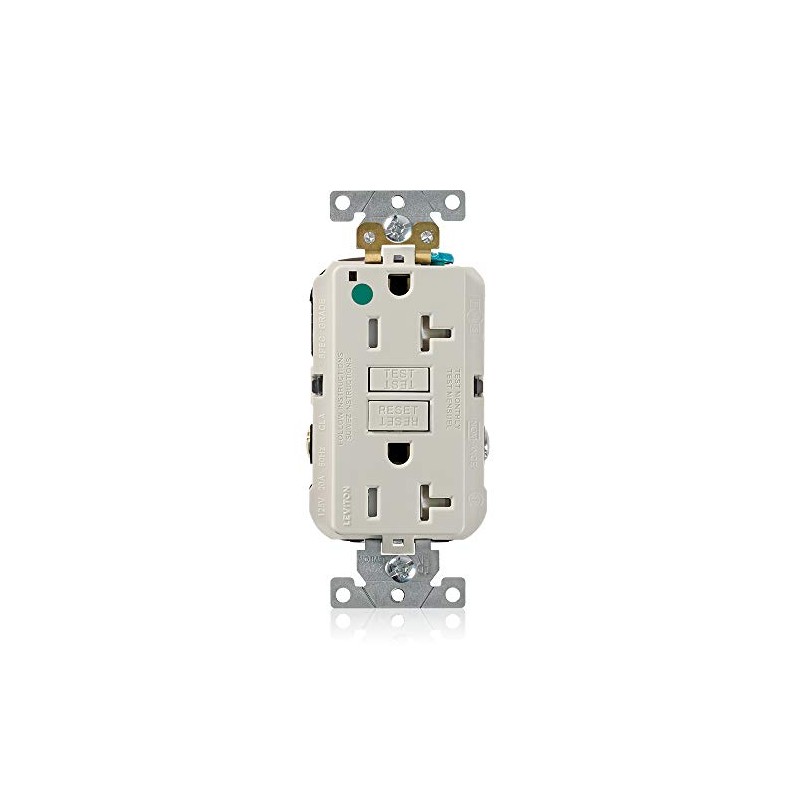 Leviton 20A-125V Extra-Heavy Duty Hospital Grade Tamper-Resistant Duplex Self-Test GFCI