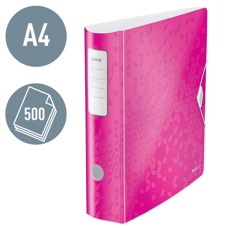 Leitz Lever Arch File, Metallic pink, A4, Curved spine 75mm