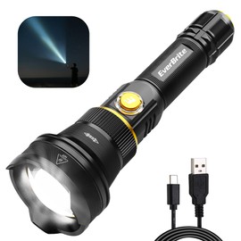 EverBrite Rechargeable Flashlight, 1000 Lumens Zoomable LED Tactical Flashlight with 4 Modes & Memory Function, Including Safety Hammer & USB C Cable for Camping, Hiking, Home, and Emergencies