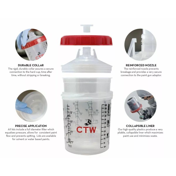 CTW HC180 Solvent Disposable Paint Gun Liners System 8oz. Hard