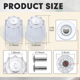 Shower Knob Replacement, Handle Replacement Compatible with Price Pfister Contessa and Windsor Tub and Shower Faucets,Hot and Cold Sink Faucet Knobs Handle Replacement Parts,Clear Acrylic