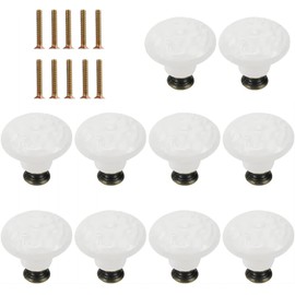 Skyzone 10 Pieces Cabinet Knobs, 34mm White Ceramic Door Knobs, Vintage Drawer Knobs, Mushroom Drawer Handles for Cupboard, Wardrobe, Dresser, Drawers, Door, Cupboard