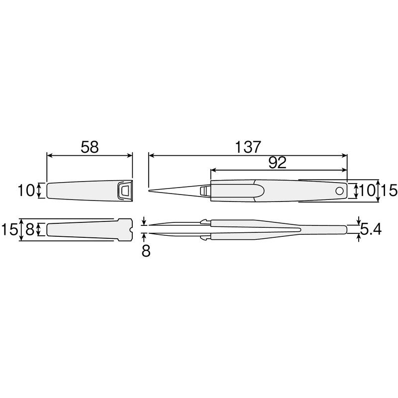 Hozan ESD Grip Tweezers, Non-slip Elastomer Grip, Anti-static, Tip Width