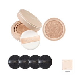 Bicheok Yun Gwang Cover Cushion + Refill for Bright Skin + Hera Black Cushion Puff (4 pieces) / 비칙 윤광 커버쿠션 본품 + 리필 밝은피부용 + 헤라 블랙쿠션 퍼프 4매