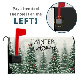 Winter Welcome Mailbox Covers Magnetic Standard Size 21x18, Winter Cardinal Birds Decoration Mailbox Wraps Nature Snowy Forest Post Letter Box Cover for Home Garden Outdoor Yard