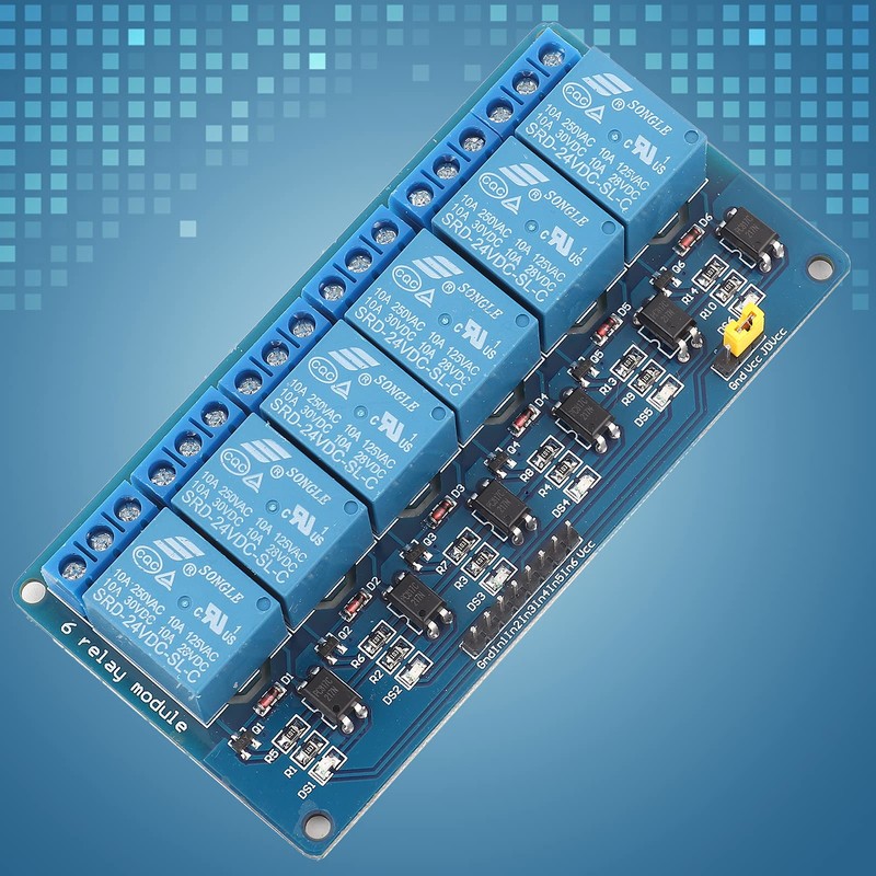 6 Channel Relay Module Low Level Trigger with Optocoupler 5V/12V/24V