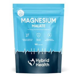 Hybrid Health Magnesium Malate 1500mg Supplement - 180 Vegan Capsules, High-Strength Formula, Independently 3rd Party Lab Tested, 3 Months Supply