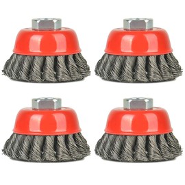 Aain® Wire Wheel Cup Brush, 3 Inch Twisted Knotted & Coarse Crimped Cup Brush for Angle Grinders, 5/8-11 Inch Threaded Arbor for Rust Removal,Abrasives