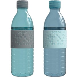 Copco Hydra 16.9oz Water Bottle, Set of 2 - Non-Slip Sleeve & BPA-Free Tritan Plastic - Dishwasher Safe, Reusable To Go Bottle - Leak-Proof, Spill-Proof, Portable Water Bottle (Light Blue & Gray)