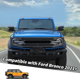 Jimen Compatible with Ford Bronco 2021-2023, 2PCS Front Roof Screw Molding Cover Trim (Carbon Fiber)