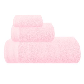 MALLONI HOME Ultra Soft 3 Pack Cotton Towel Set, Contains a Bath Towels 28x55 inch, a Hand Towels 16x24 inch & a Wash Coths 12x12 inch, Ideal Everyday use, Compact & Lightweight - Pink, Medium