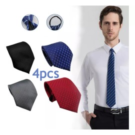 Pedrom Men's Necktie Classic Tie Woven Jacquard Neck Ties 4 Pcs