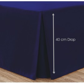 Linen Home Box Pleated Base Valance Sheet King Bed Skirt Platform Valance Sheets Navy, Microfiber Soft Brushed Easy Care Non Iron (King, Navy)