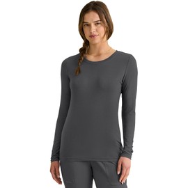 Healing Hands Women's Underscrub Soft Knit Melissa Longsleeve Scrub Tee with Breathable & Easy Care Fabric 5047, S, Charcoal