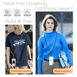 Yinow Cell Phone Lanyard Strap Crossbody with 2pcs Phone Tether Pads, blue/white