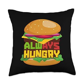 Cheese Ground Beef Snack Buns Fast Food Lover Always Hungry Burger Throw Pillow, 18x18, Multicolor