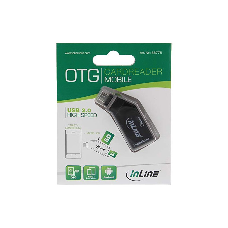 InLine 66778 OTG Mobile Card Reader USB 2.0 SD/MicroSD, Android